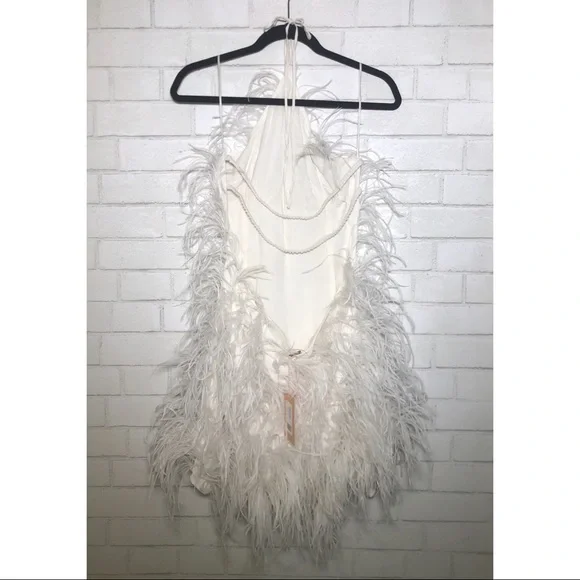 Cult Gaia Valé Ostrich Feather Halter Mini Dress - Picture 10 of 17